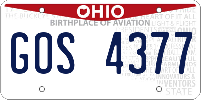 OH license plate GOS4377