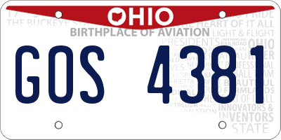 OH license plate GOS4381