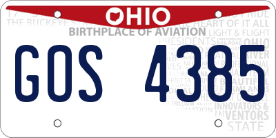 OH license plate GOS4385