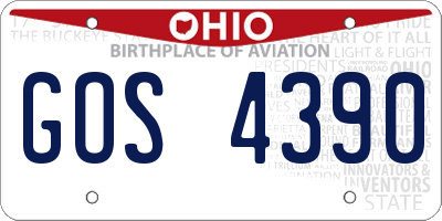 OH license plate GOS4390