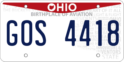 OH license plate GOS4418