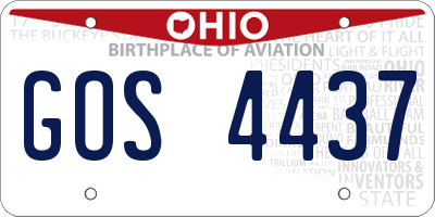 OH license plate GOS4437