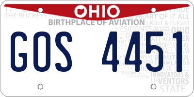 OH license plate GOS4451