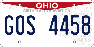 OH license plate GOS4458