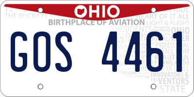 OH license plate GOS4461