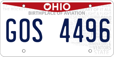 OH license plate GOS4496