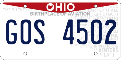 OH license plate GOS4502