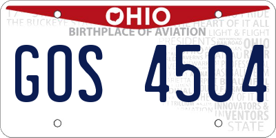 OH license plate GOS4504