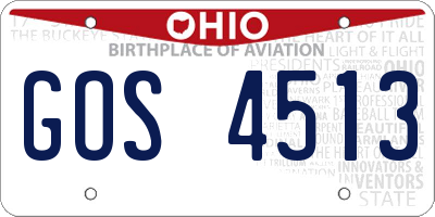 OH license plate GOS4513