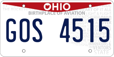 OH license plate GOS4515