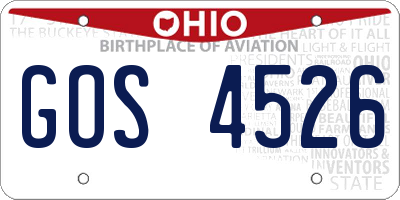 OH license plate GOS4526