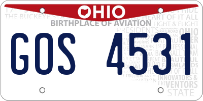 OH license plate GOS4531