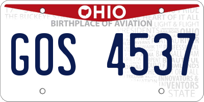 OH license plate GOS4537