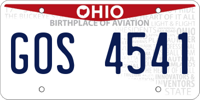 OH license plate GOS4541