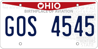 OH license plate GOS4545