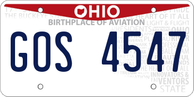 OH license plate GOS4547