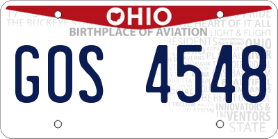 OH license plate GOS4548