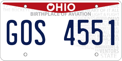 OH license plate GOS4551