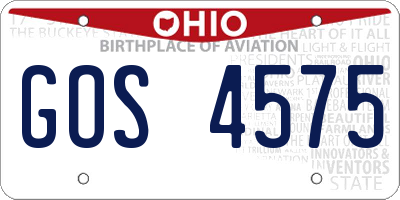 OH license plate GOS4575