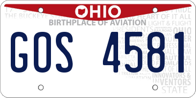 OH license plate GOS4581