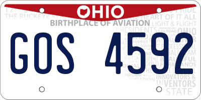 OH license plate GOS4592