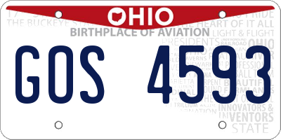 OH license plate GOS4593