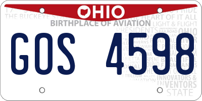 OH license plate GOS4598