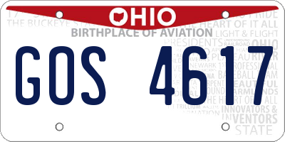 OH license plate GOS4617