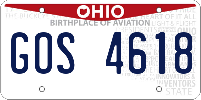 OH license plate GOS4618