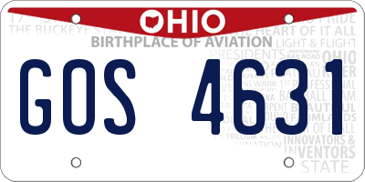 OH license plate GOS4631