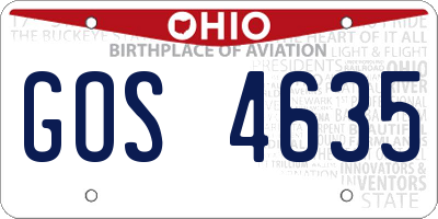 OH license plate GOS4635