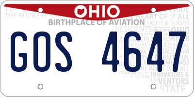 OH license plate GOS4647