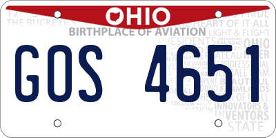 OH license plate GOS4651