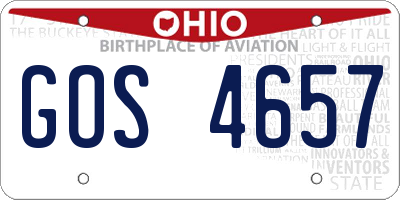 OH license plate GOS4657