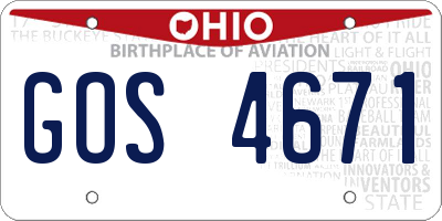 OH license plate GOS4671
