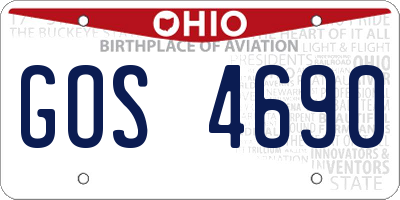 OH license plate GOS4690