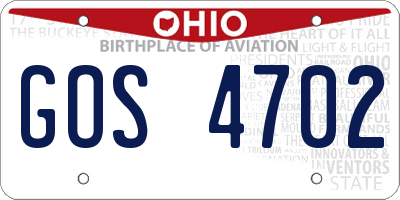 OH license plate GOS4702
