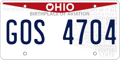 OH license plate GOS4704