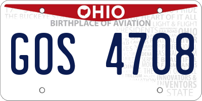 OH license plate GOS4708
