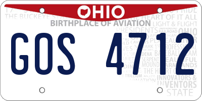OH license plate GOS4712