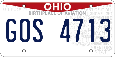 OH license plate GOS4713