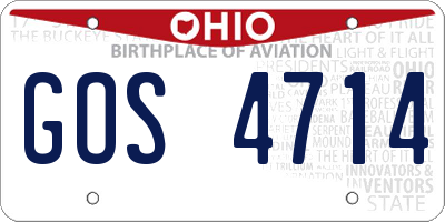 OH license plate GOS4714