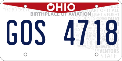 OH license plate GOS4718