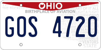 OH license plate GOS4720