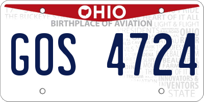 OH license plate GOS4724