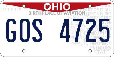 OH license plate GOS4725