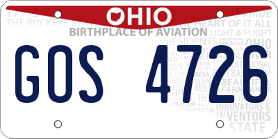 OH license plate GOS4726