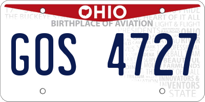 OH license plate GOS4727