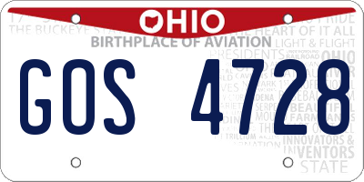 OH license plate GOS4728