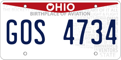 OH license plate GOS4734